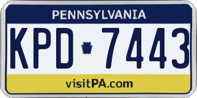 PA license plate KPD7443