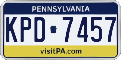 PA license plate KPD7457