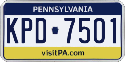 PA license plate KPD7501