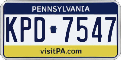PA license plate KPD7547