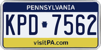 PA license plate KPD7562