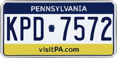 PA license plate KPD7572