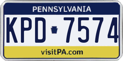 PA license plate KPD7574