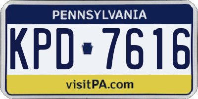 PA license plate KPD7616
