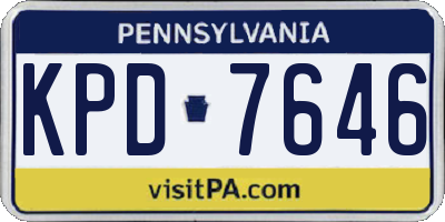 PA license plate KPD7646