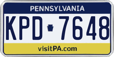 PA license plate KPD7648