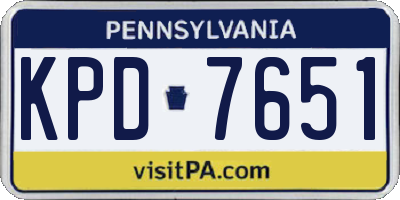PA license plate KPD7651