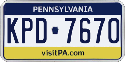 PA license plate KPD7670