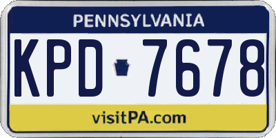 PA license plate KPD7678