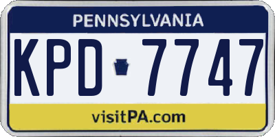 PA license plate KPD7747