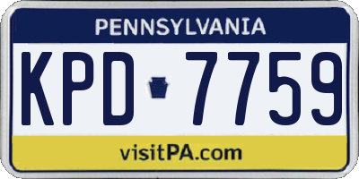 PA license plate KPD7759