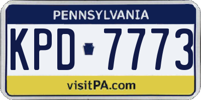 PA license plate KPD7773