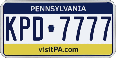 PA license plate KPD7777