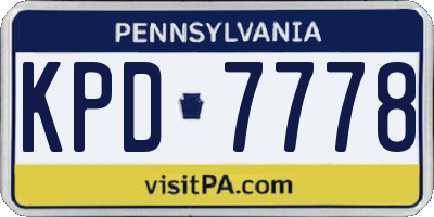 PA license plate KPD7778