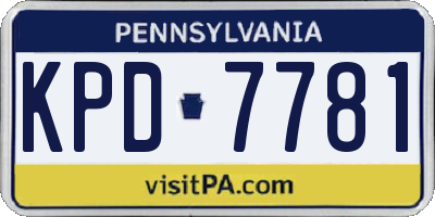 PA license plate KPD7781