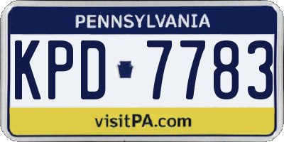 PA license plate KPD7783