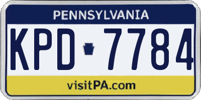 PA license plate KPD7784