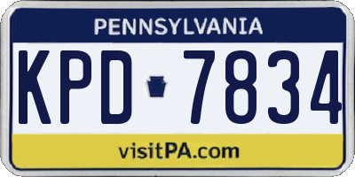PA license plate KPD7834