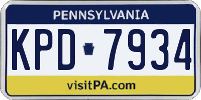 PA license plate KPD7934
