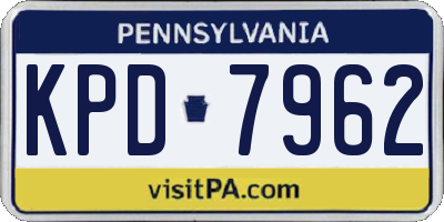 PA license plate KPD7962