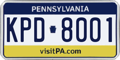 PA license plate KPD8001
