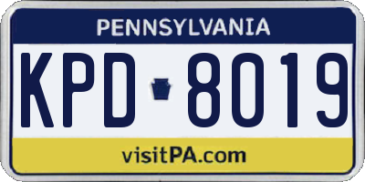 PA license plate KPD8019