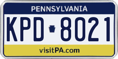 PA license plate KPD8021