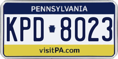 PA license plate KPD8023