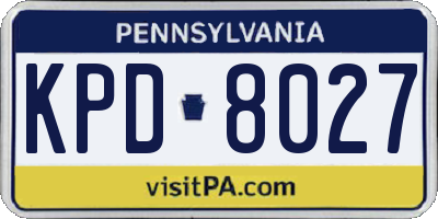 PA license plate KPD8027