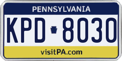 PA license plate KPD8030