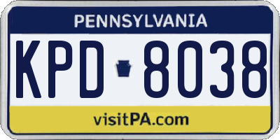 PA license plate KPD8038