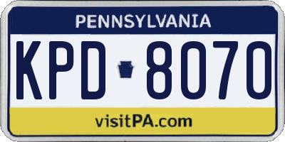 PA license plate KPD8070