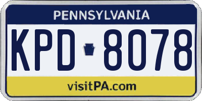 PA license plate KPD8078