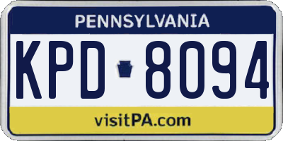 PA license plate KPD8094