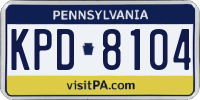 PA license plate KPD8104