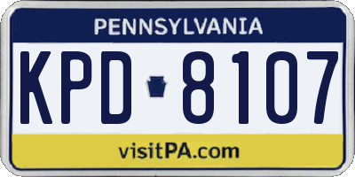 PA license plate KPD8107