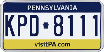PA license plate KPD8111
