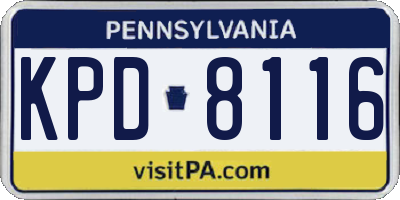 PA license plate KPD8116