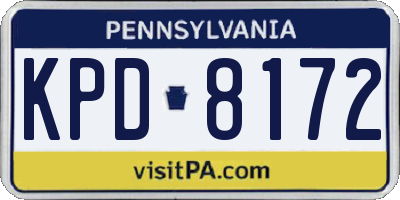PA license plate KPD8172