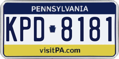 PA license plate KPD8181