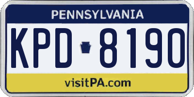 PA license plate KPD8190