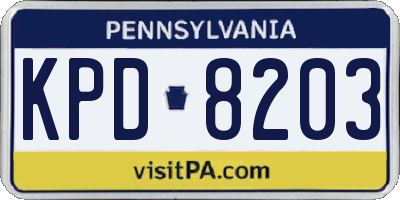 PA license plate KPD8203