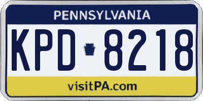 PA license plate KPD8218