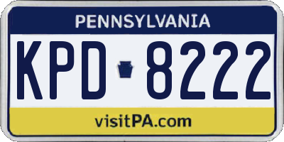 PA license plate KPD8222