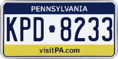 PA license plate KPD8233
