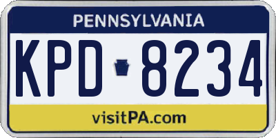PA license plate KPD8234
