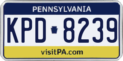 PA license plate KPD8239