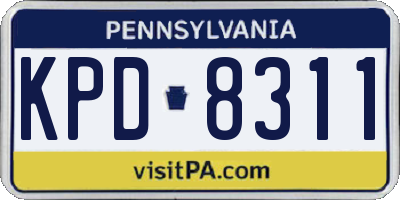 PA license plate KPD8311