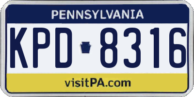 PA license plate KPD8316