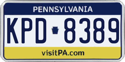 PA license plate KPD8389